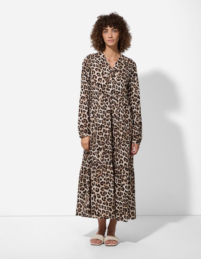 A-vonalú ruha - Virágmintás - fekete