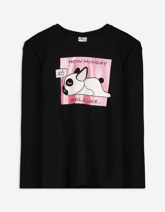 Hosszú ujjú felső - Elülső nyomtatás - pink