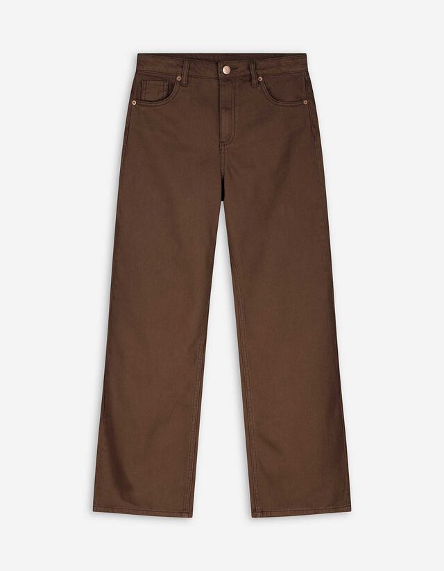 Farmernadrág - Magas derekú - barna