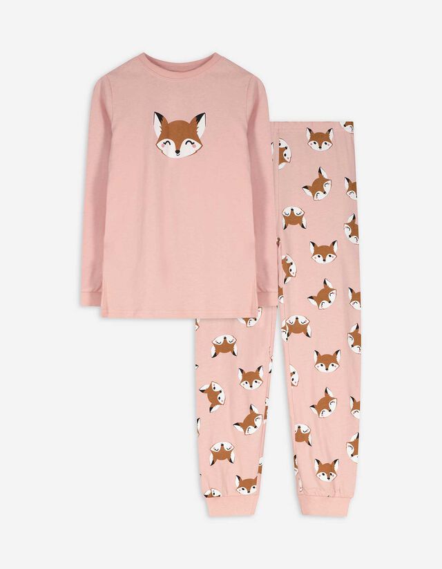 Felsőből és nadrágból álló pizsama szett - Elszórt nyomott minta - rozsaszin