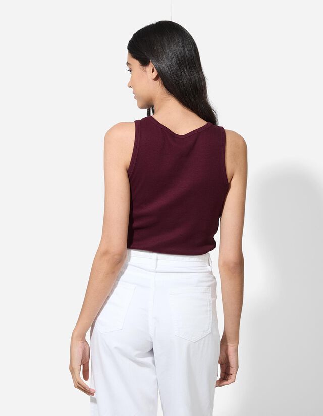 Ujjatlan felső - Bordázott - sötétbarna