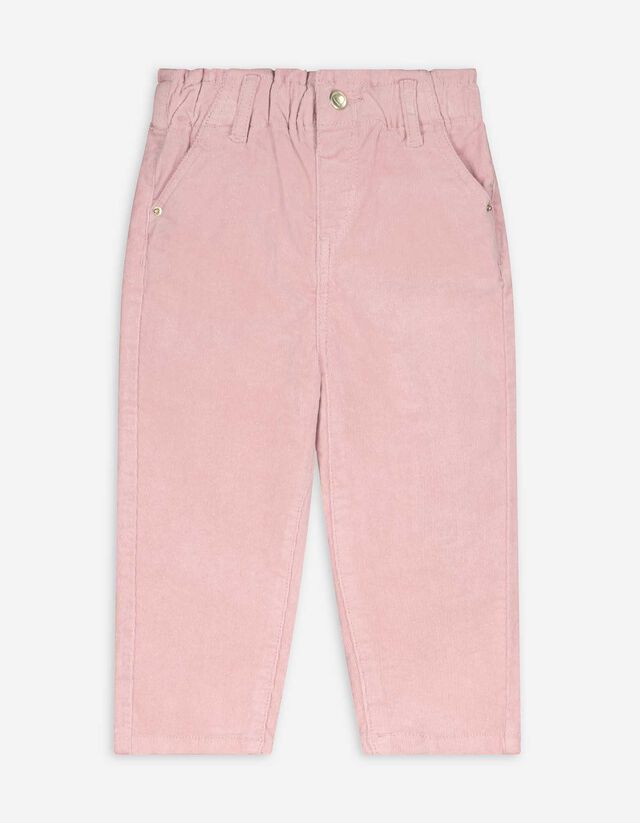 kordbársony nadrág - Csillámos nyomott minta - rozsaszin