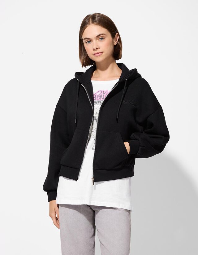 Cipzáros melegítőfelső - Zsinóros kapucni - feher