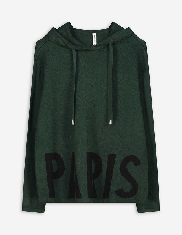 Pulóver - Feliratos - sötétzöld