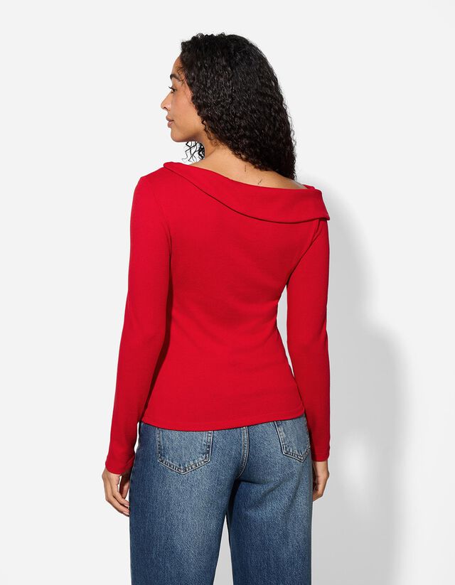 Hosszú ujjú felső - Nyitott vállú - sötétbarna