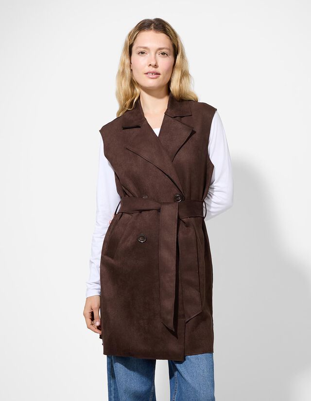 Mellény - Velúr utánzat - sötétbarna