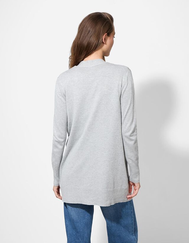 Hosszított kardigán - Foltzsebek - fekete