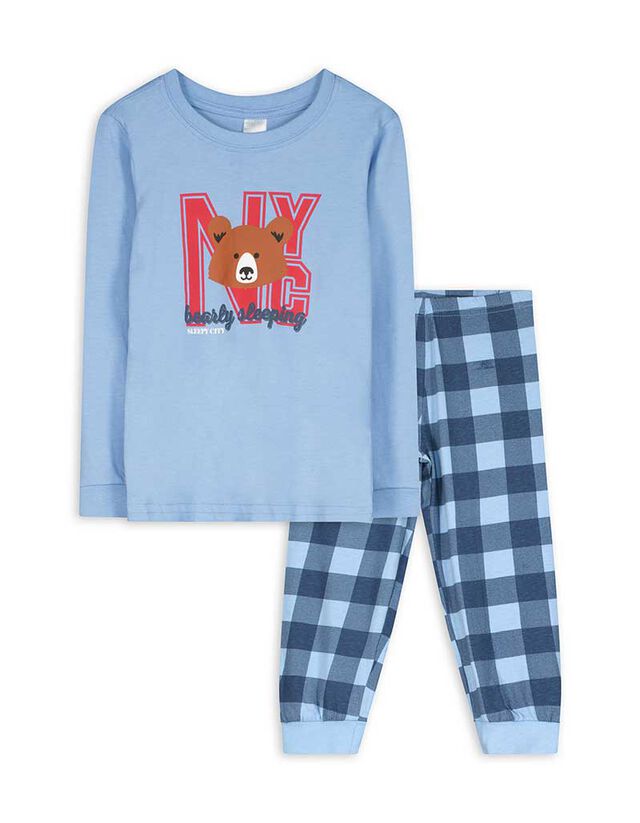 Felsőből és nadrágból álló pizsama szett - Vegyes minta - vilagoskek