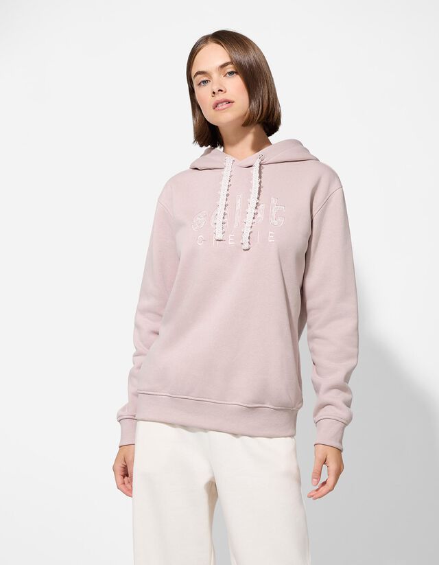 Kapucnis felső - Csipkerátéttel - szürke