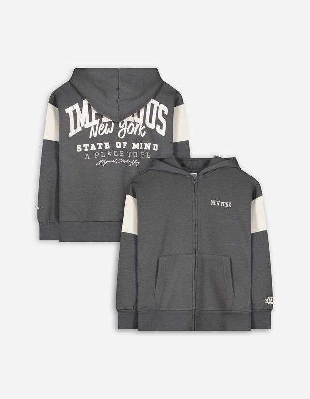 Cipzáros melegítőfelső - Túlméretezett fazon - sötétszürke