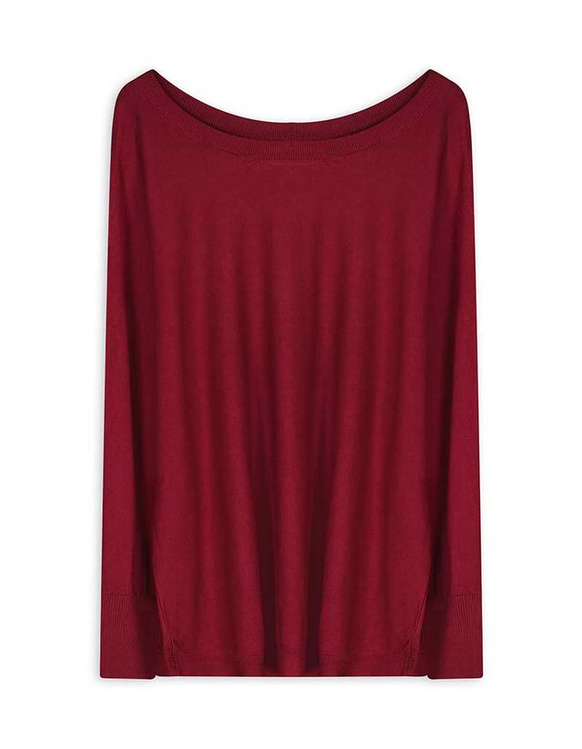 Pulóver - Denevérujjú - mélyvörös