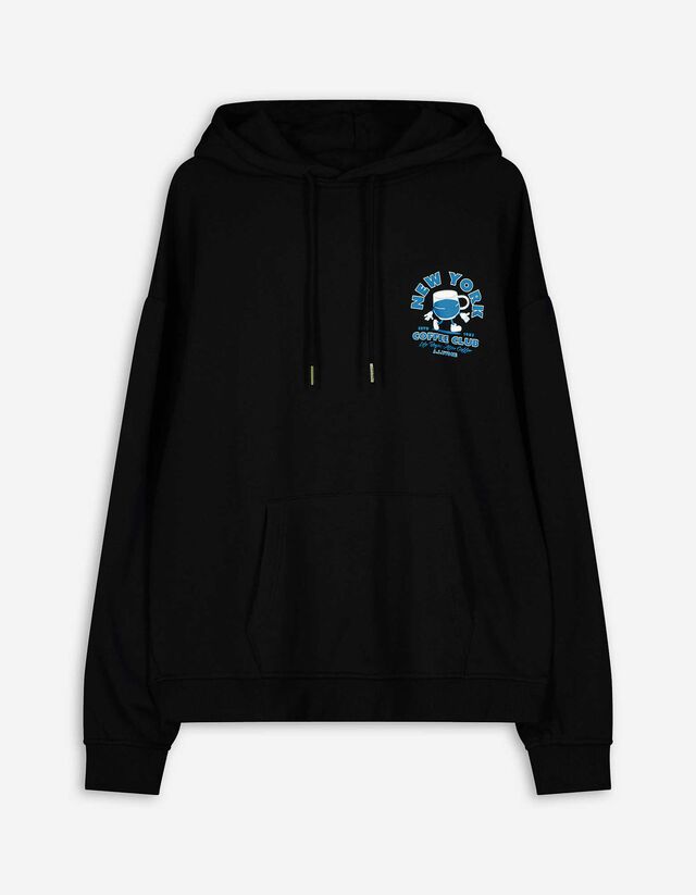 Melegítőfelső - Hátul nyomtatott minta - fekete