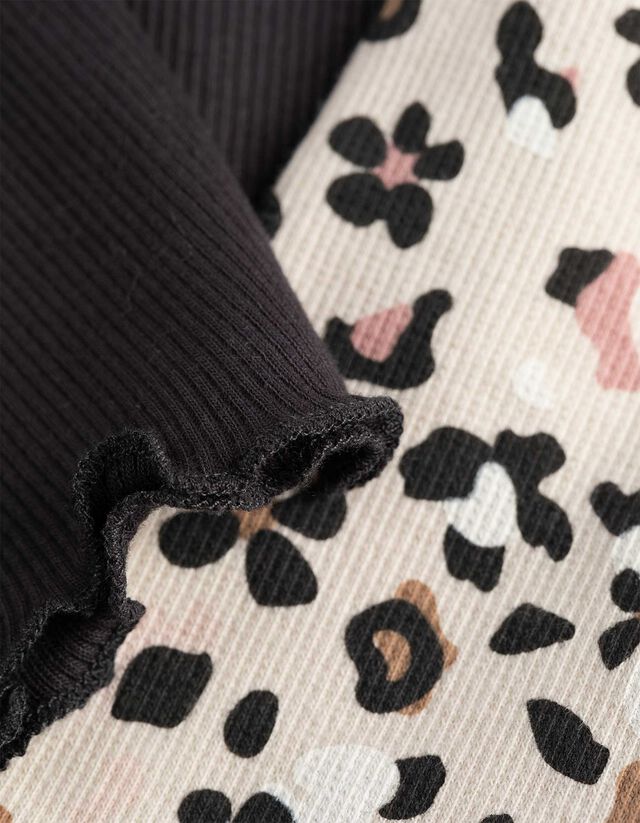 Hosszú ujjú felsőből és leggingből álló szett - Elszórt nyomott minta - sötétszürke