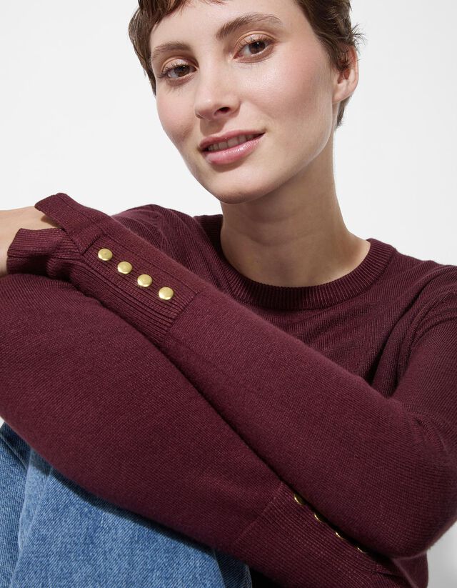 Pulóver - Díszgombokkal - sotetlila