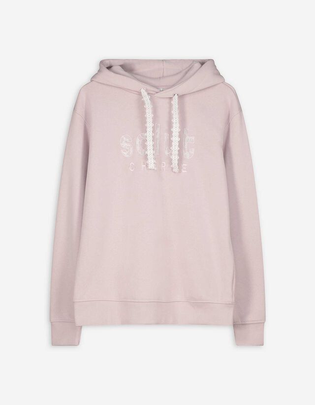 Kapucnis felső - Csipkerátéttel - szürke