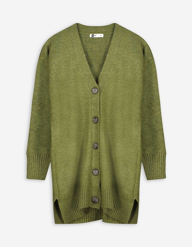 Hosszított kardigán - V-kivágás - bézs