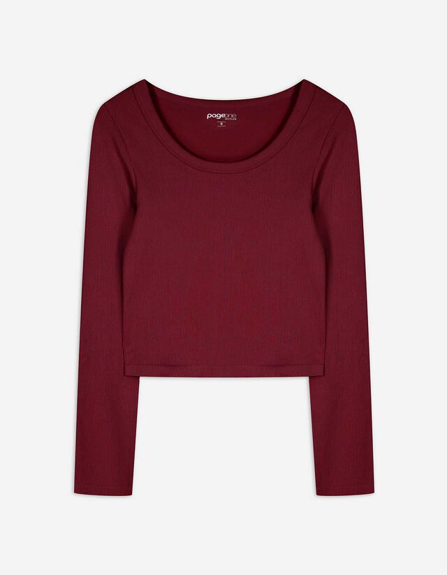 Rövid felső - Bordázott - mélyvörös