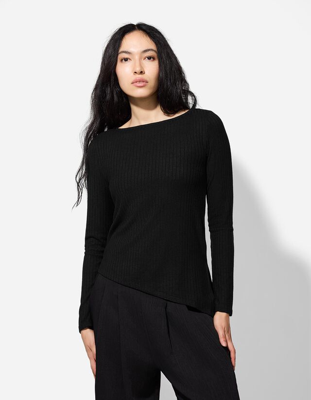 Hosszú ujjú felső - Aszimmetrikus - fekete