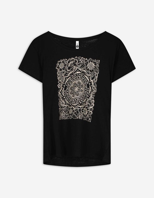 Póló - Csillámos nyomott minta - feher