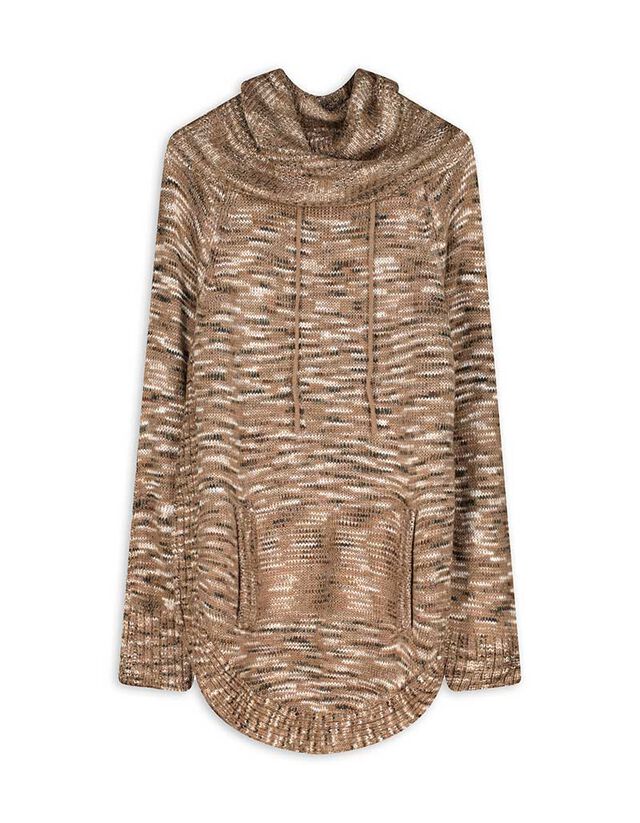 Hosszított pulóver - Garbónyakú - bézs