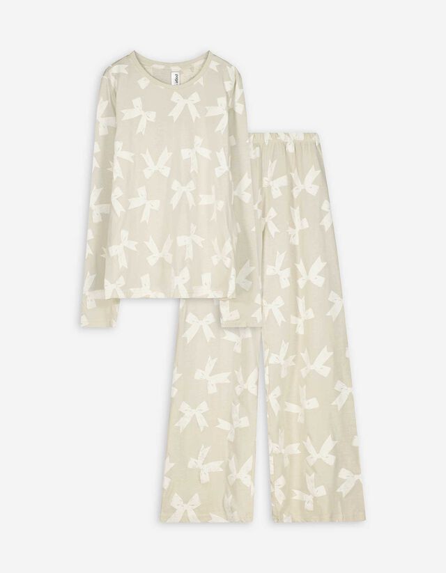 Alsó -és felsőrészből álló pizsama szett - Vegyes minta - feher