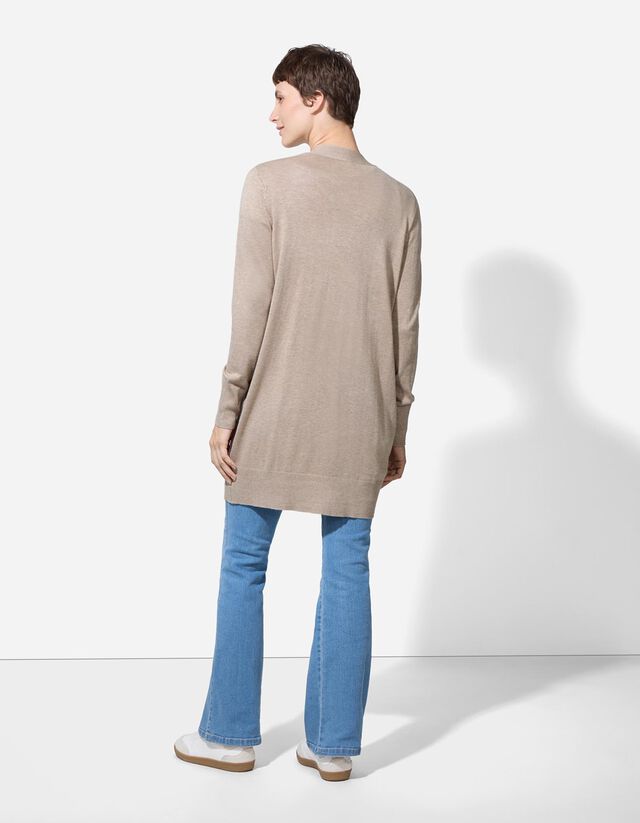 Hosszított kardigán - Foltzsebek - fekete