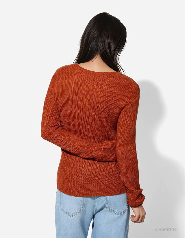 Pulóver - Egyszínű - barna