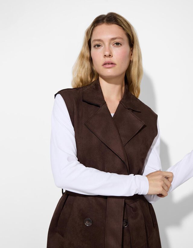 Mellény - Velúr utánzat - sötétbarna