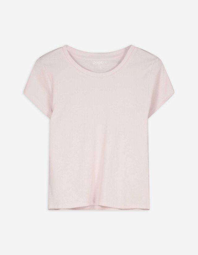 Póló - Bordázott - rozsaszin