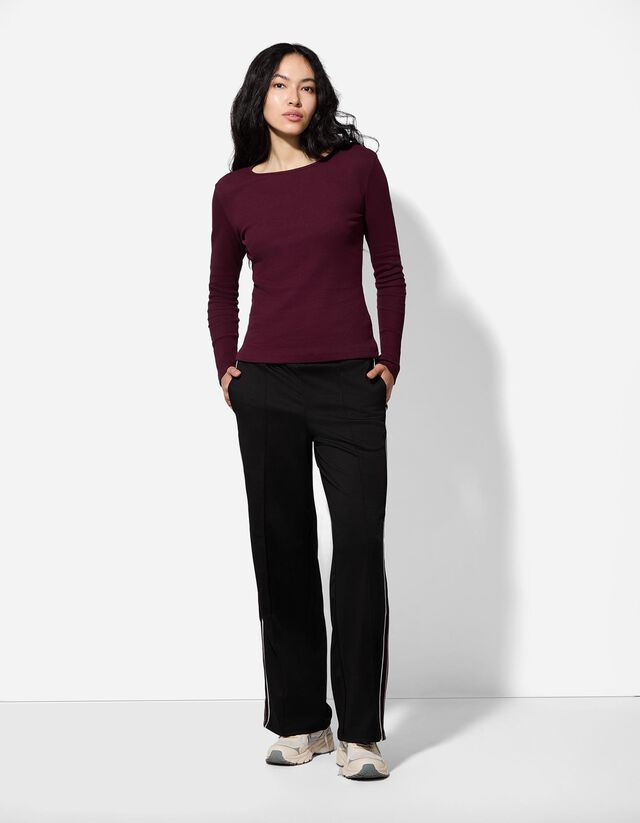 Bő nadrág - Oldalcsíkos - mélyvörös