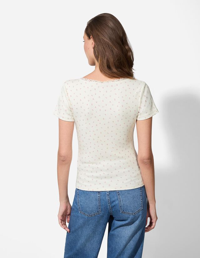 Póló - Csipkerátéttel - feher