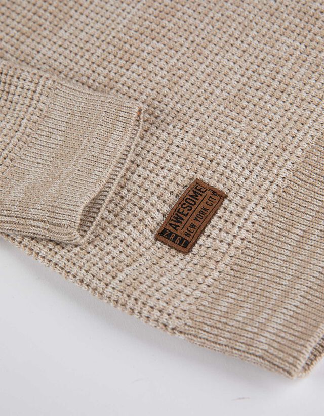 Pulóver - Feliratos címkével - bézs