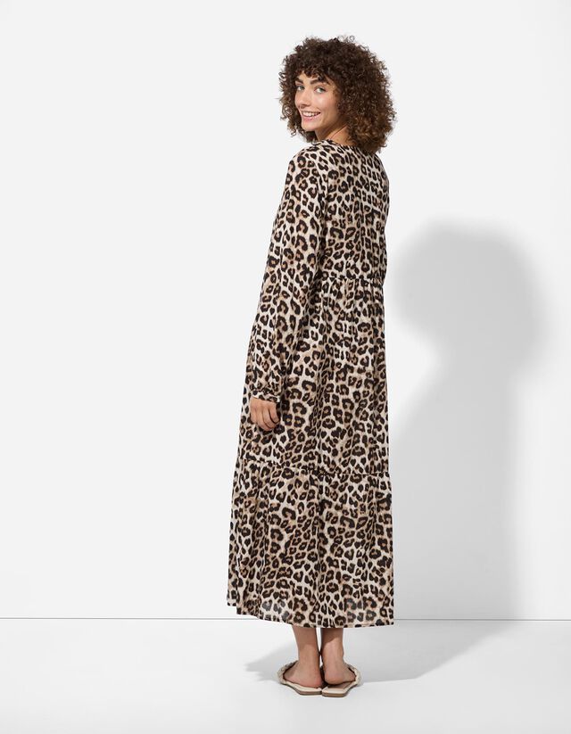 A-vonalú ruha - Virágmintás - fekete