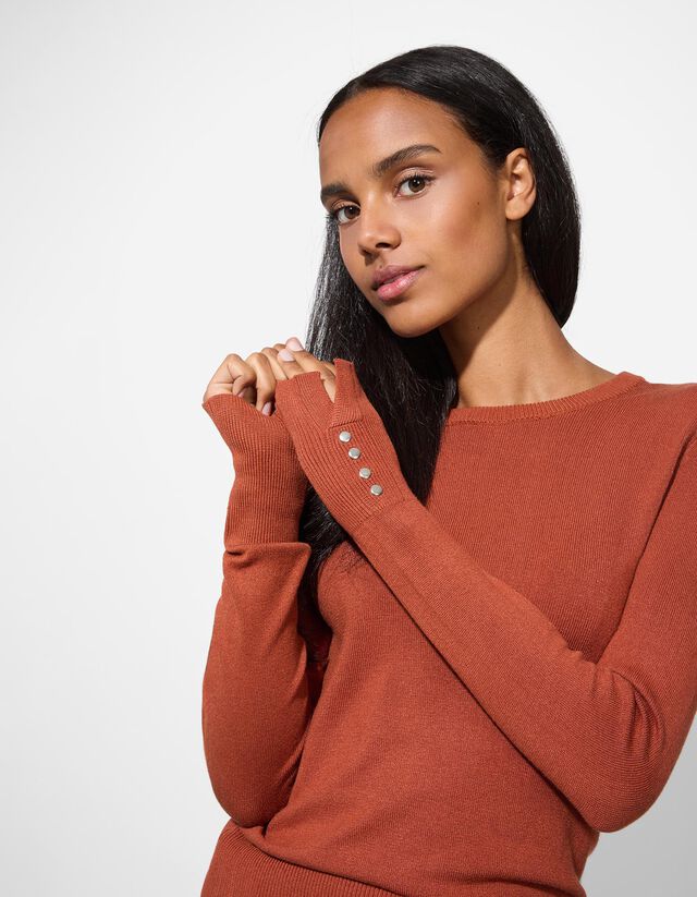 Pulóver - Díszgombokkal - sotetlila