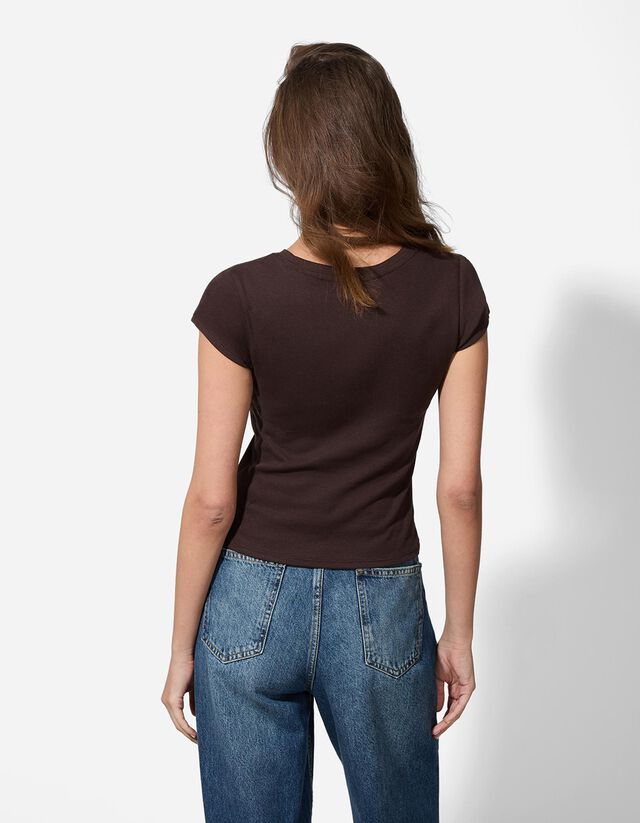 Póló - Bordázott - rozsaszin