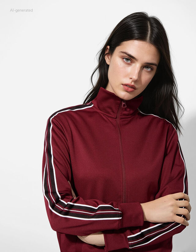 Cipzáros melegítőfelső - Oldalcsíkos - fekete