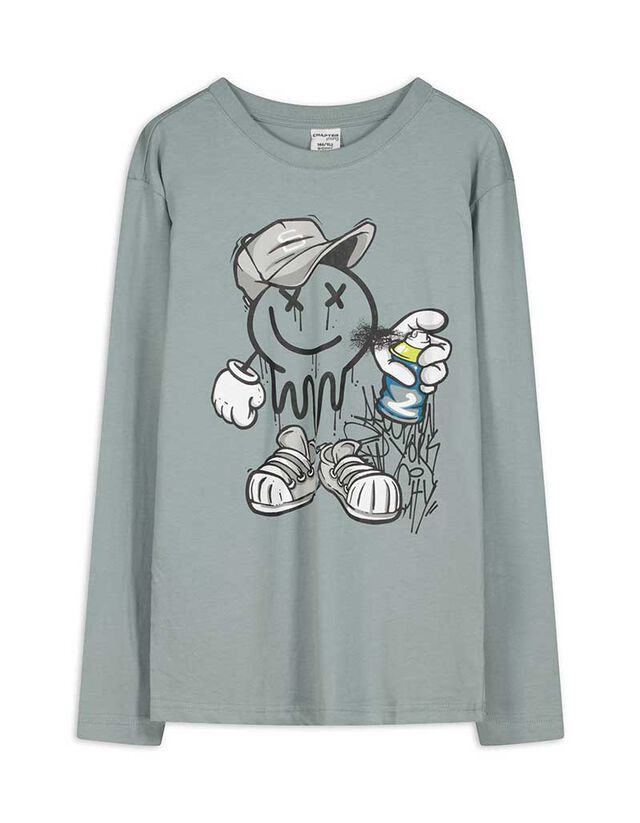 Hosszú ujjú felső - Elülső nyomtatás - bézs