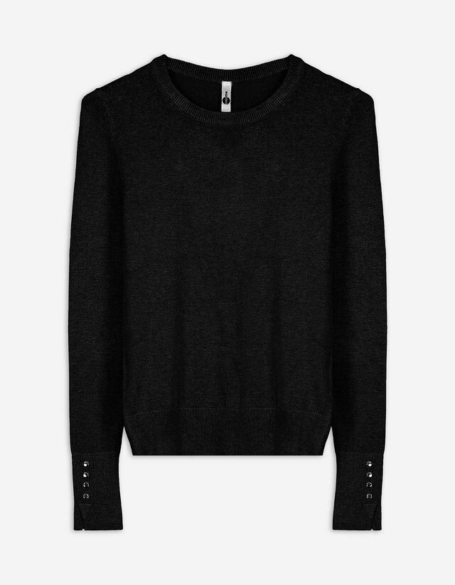 Pulóver - Díszgombokkal - sotetlila