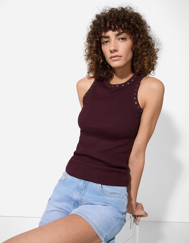 Ujjatlan felső - Szegecselt - piros