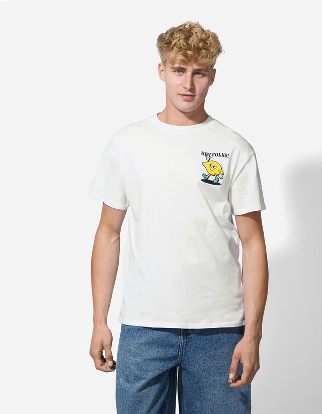 Póló - Hátul nyomtatott minta - feher