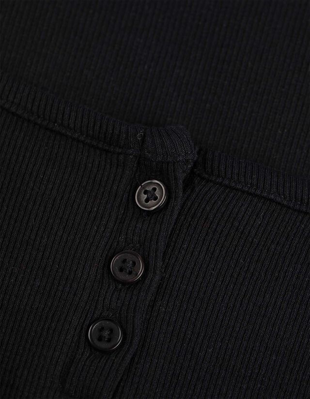 Póló - Bordázott - fekete