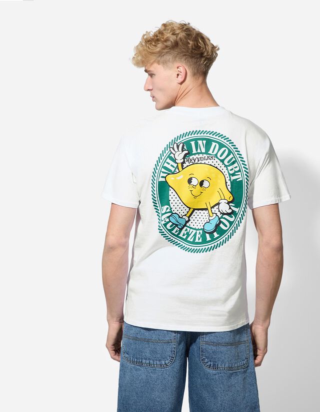 Póló - Hátul nyomtatott minta - feher