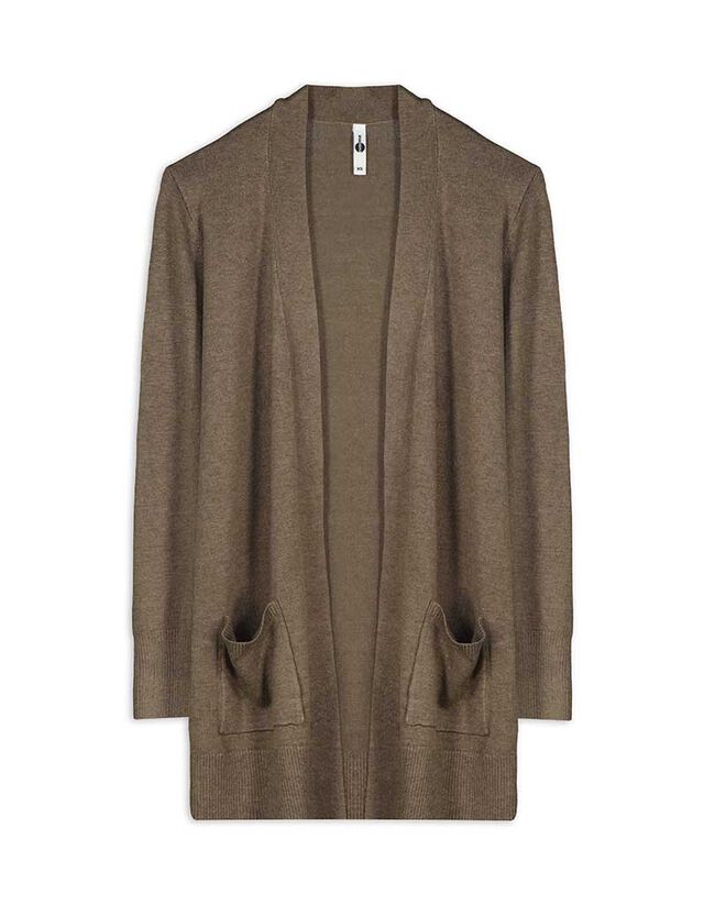 Hosszított kardigán - Foltzsebek - fekete