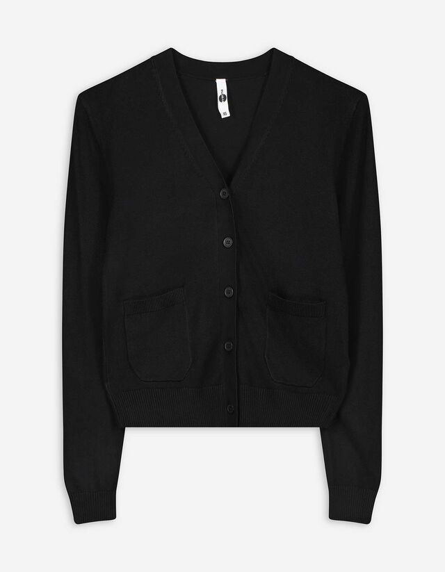 Kötött kardigán - Foltzsebek - fekete