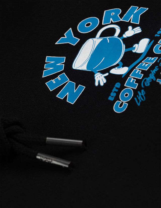 Melegítőfelső - Hátul nyomtatott minta - fekete