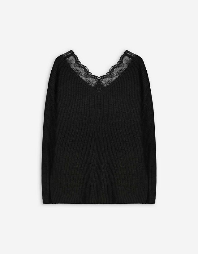 Pulóver - Csipkerátéttel - zöld