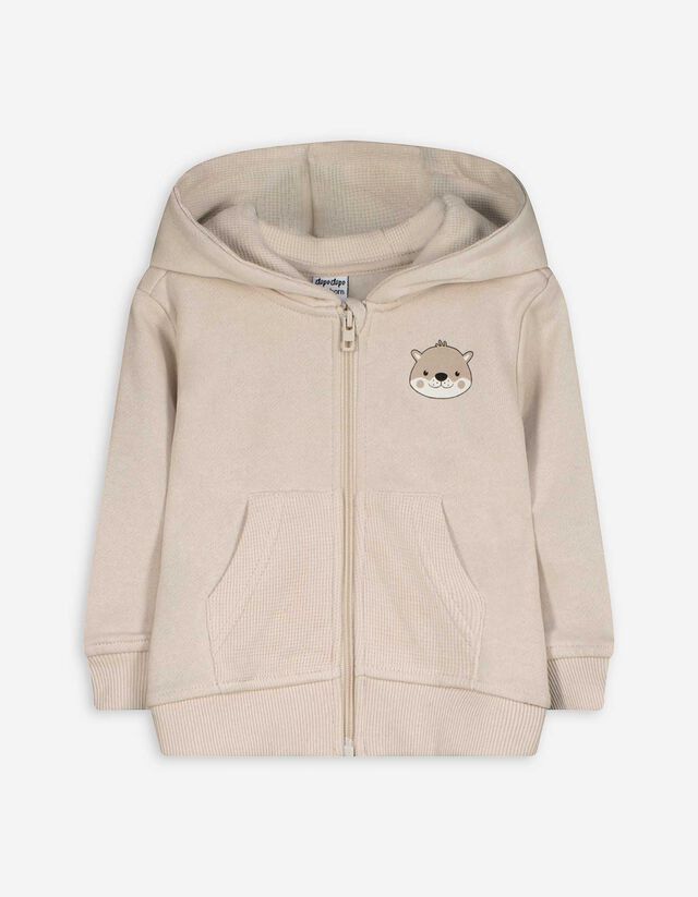 Cipzáros melegítőfelső - Gofri szerkezet - bézs