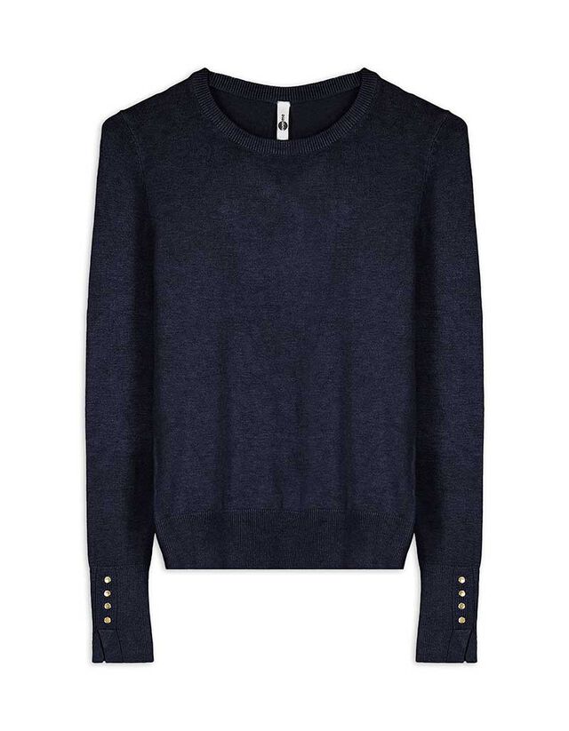 Pulóver - Díszgombokkal - sotetlila