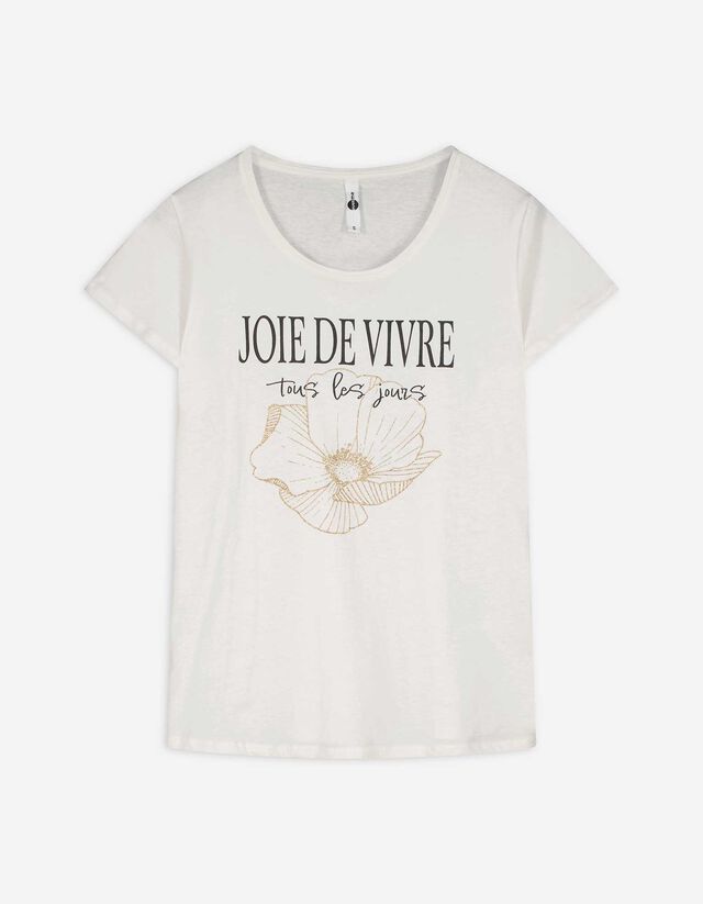 Póló - Csillámos nyomott minta - feher