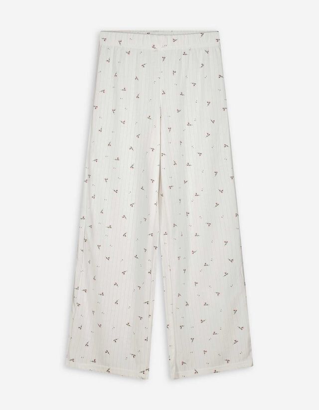 Felsőből és nadrágból álló pizsama szett - Strukturált anyag - feher